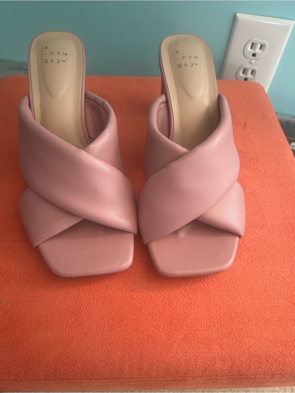 A New Day Blush Pink Crisscross Slide Mules